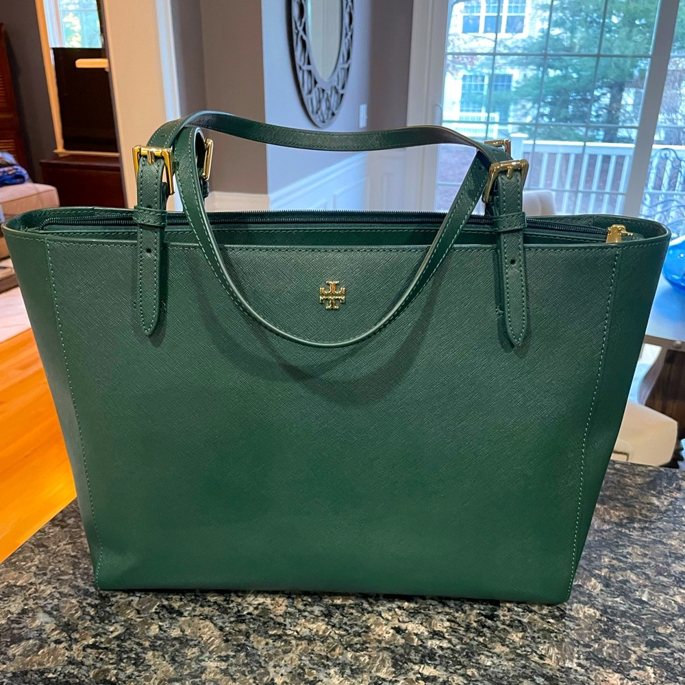 Authentic Tory Burch Green Tote Bag